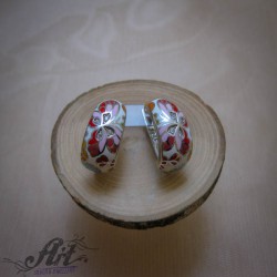  Сребърни обеци с емайл "Пеперуди" - E-12561